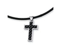 Chisel Stainless Steel Carbon Fiber Cross Pendant Necklace - 18 inches