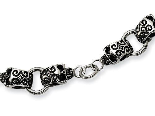 Chisel Stainlesss Steel Skull Necklace - 24 inches