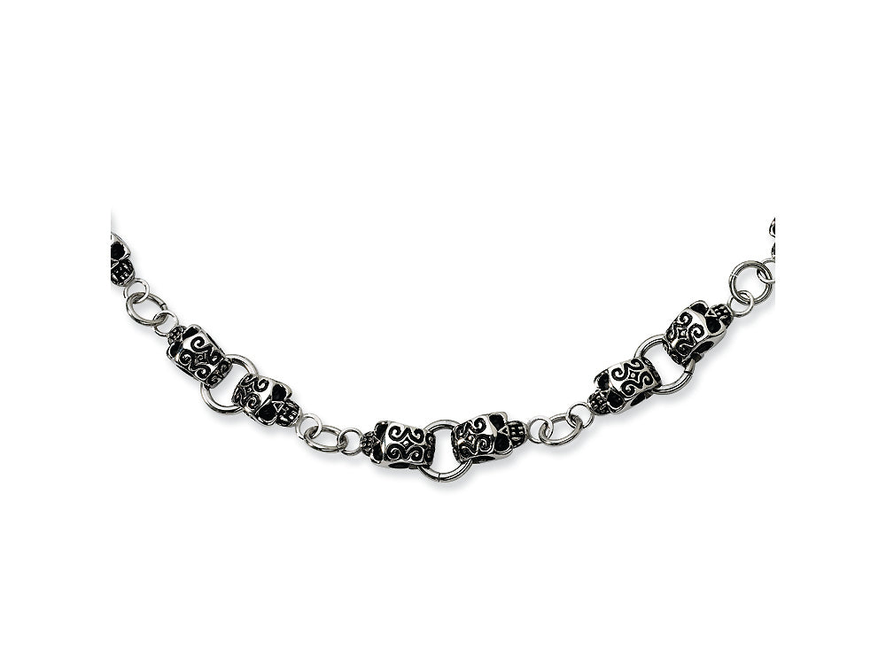 Chisel Stainlesss Steel Skull Necklace - 24 inches