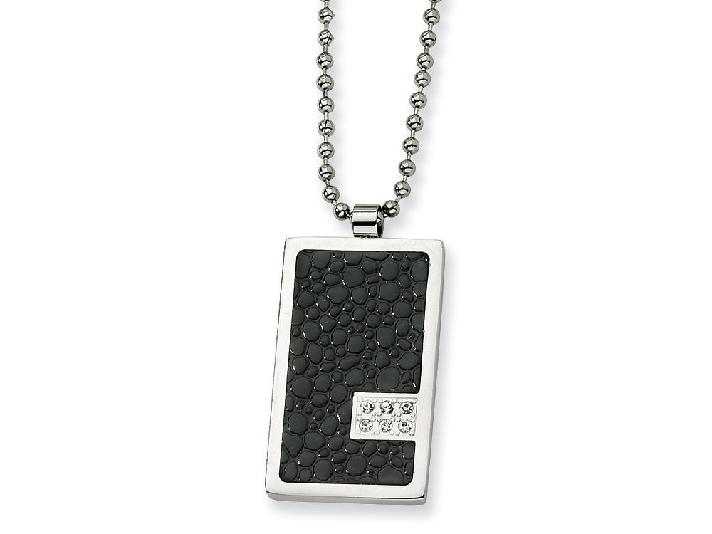 Chisel Stainless Steel and Stingray Patterned with Diamond Necklace - 24 inches