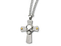 Chisel Stainless Steel Skull on Cross Necklace - 24 inches