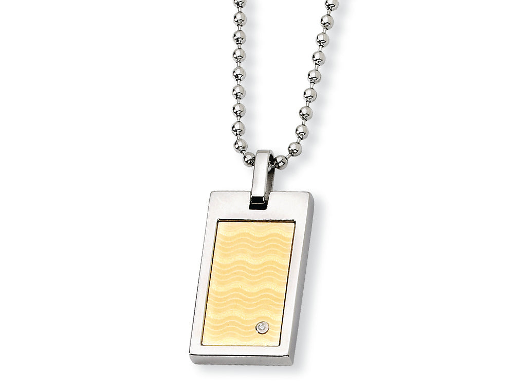 Chisel Stainless Steel and 18k with Diamond Necklace - 24 inches