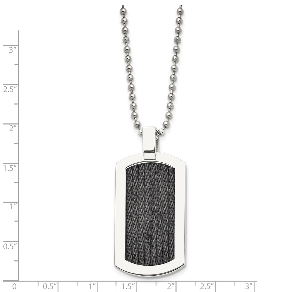 Chisel Stainless Steel Black Cable Dog Tag Necklace - 24 inches