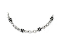 Chisel Stainless Steel and Rubber Accent Barrel Link Necklace - 22 inches