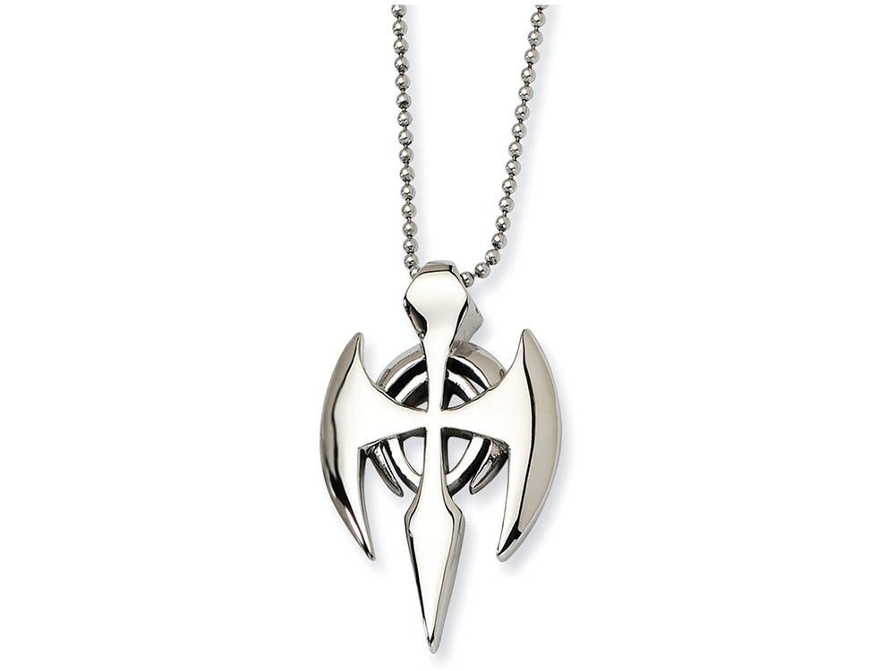 Chisel Stainless Steel Gothic Cross Pendant 24in Necklace
