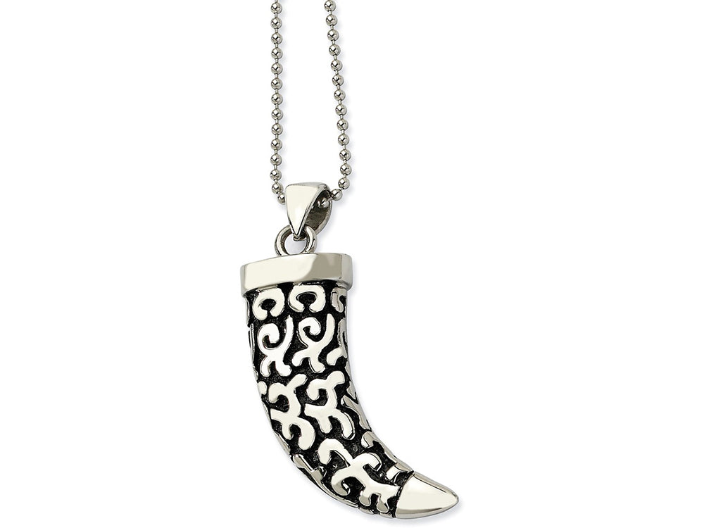 Chisel Stainless Steel Antiqued Fancy Claw Pendant Necklace