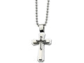Chisel Stainless Steel Black Ip-plated Cross Necklace