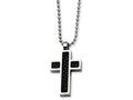 Chisel Stainless Steel Black Stingray Cross Pendant 24in Necklace