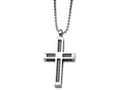 Chisel Stainless Steel Polished Cross Pendant  24in Necklace