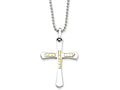 Chisel Stainless Steel 14k Accent bright Cut Cross Necklace