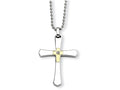 Chisel Stainless Steel 14k Accent W/ Diamond Cross Necklace