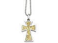 Chisel Stainless Steel 14k Accent Cross Pendant Necklace
