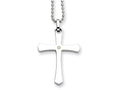 Chisel Stainless Steel 14k Accent W/ 2pt Diamond Cross Necklace