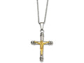 Chisel Stainless Steel Yellow Ip-plated Crucifix Pendant Necklace