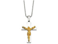 Chisel Stainless Steel Yellow Ip-plated Crucifix Pendant Necklace