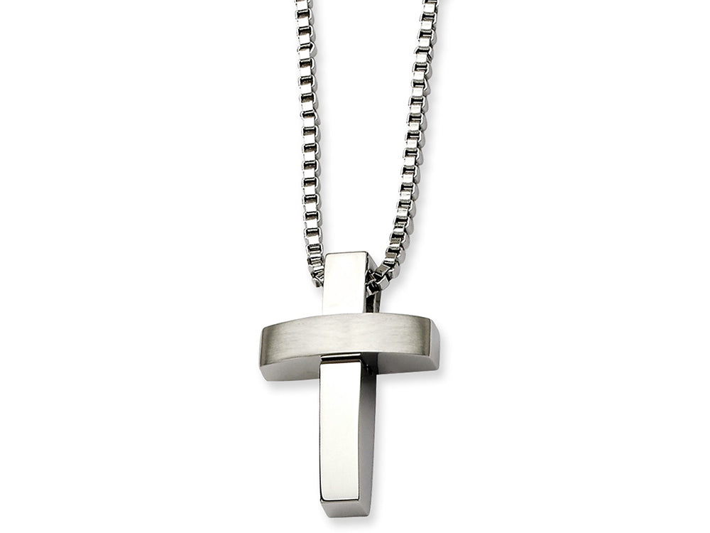 Chisel Stainless Steel Cross Pendant 22in Necklace