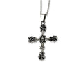 Chisel Stainless Steel Antiqued Cross Pendant Necklace