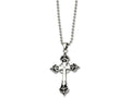 Chisel Stainless Steel Enamel and Diamond Cross Pendant Necklace