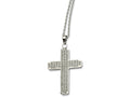 Chisel Stainless Steel CZs Cross Pendant 22in Necklace