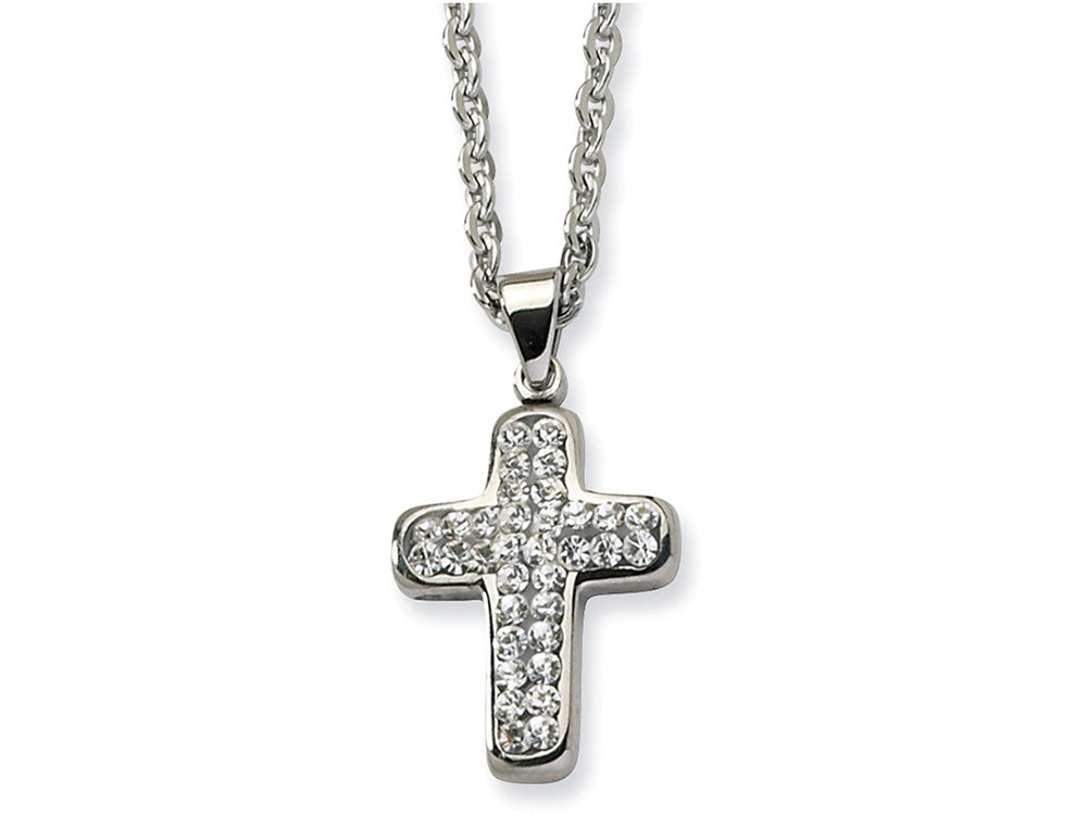 Chisel Stainless Steel Crystal Cross Pendant Necklace