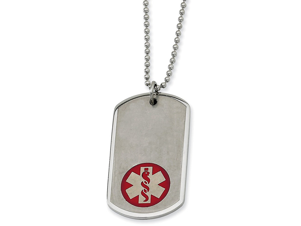 Chisel Stainless Steel Large Dog Tag Medical Pendant 22in Necklace