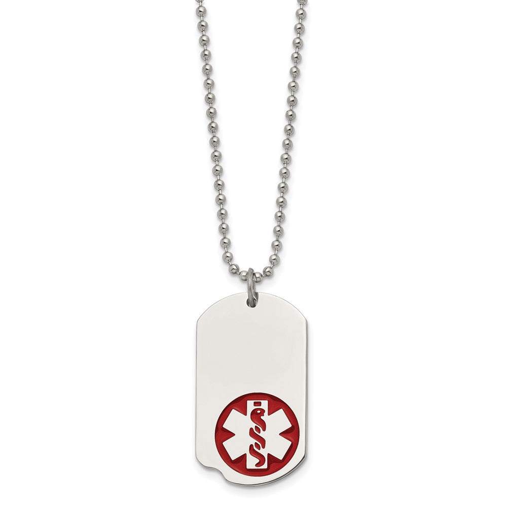 Chisel Stainless Steel Small Dog Tag Medical Pendant 23.5in Necklace
