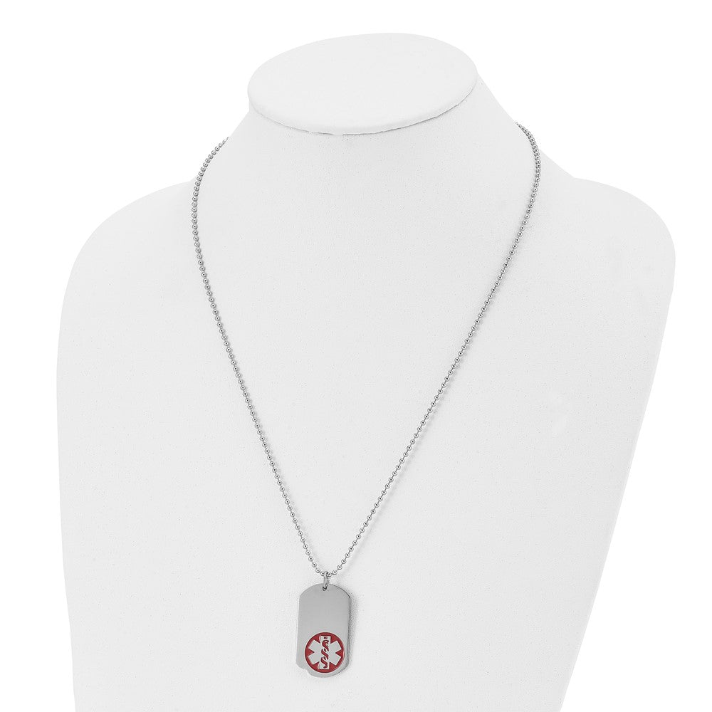 Chisel Stainless Steel Small Dog Tag Medical Pendant 23.5in Necklace