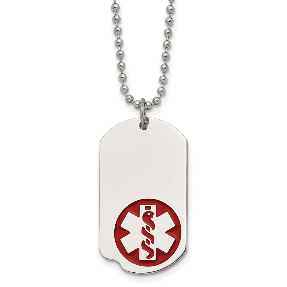 Chisel Stainless Steel Small Dog Tag Medical Pendant 23.5in Necklace