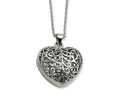 Chisel Stainless Steel Filigree Puffed Heart Pendant Necklace