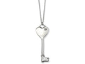 Chisel Stainless Steel Heart With CZ Key Pendant Necklace