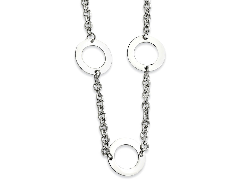 Chisel Stainless Steel Polished Circles 26in Necklace