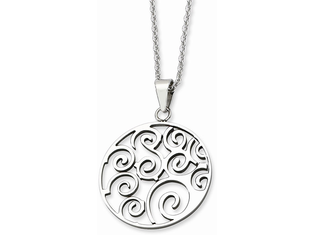 Chisel Stainless Steel Polished Fancy Swirl Pendant Necklace