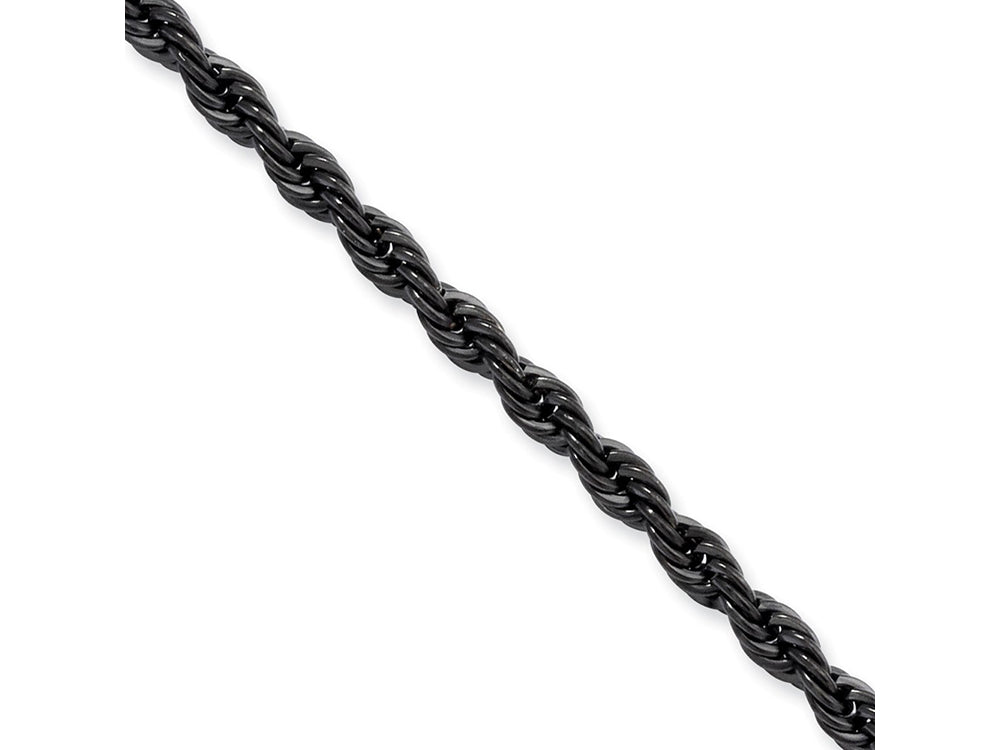 Chisel Stainless Steel Ip Black-plated 4.0mm 24in Rope Chain Necklace