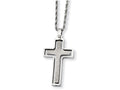 Chisel Stainless Steel Polished and Laser Cut Cross Pendant Necklace