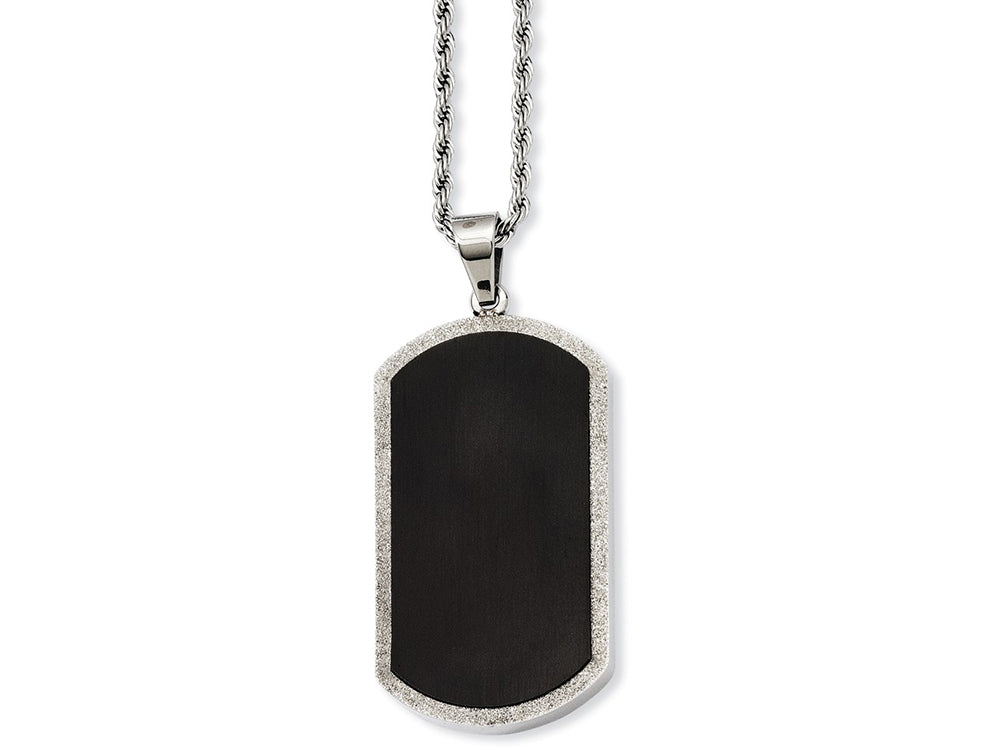 Chisel Stainless Steel Black-plated Laser Cut Dog Tag  Necklace