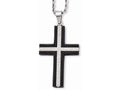 Chisel Stainless Steel Ip Black-plated Laser Cut Cross Necklace