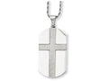 Chisel Stainless Steel Laser Cut Cross Center Dog Tag Necklace