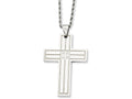 Chisel Stainless Steel Polished Cross W/czs Pendant Necklace