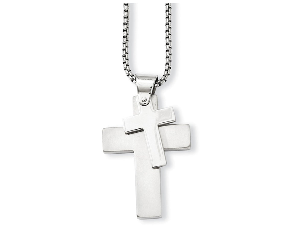 Chisel Stainless Steel Polished Crosses Pendant Necklace