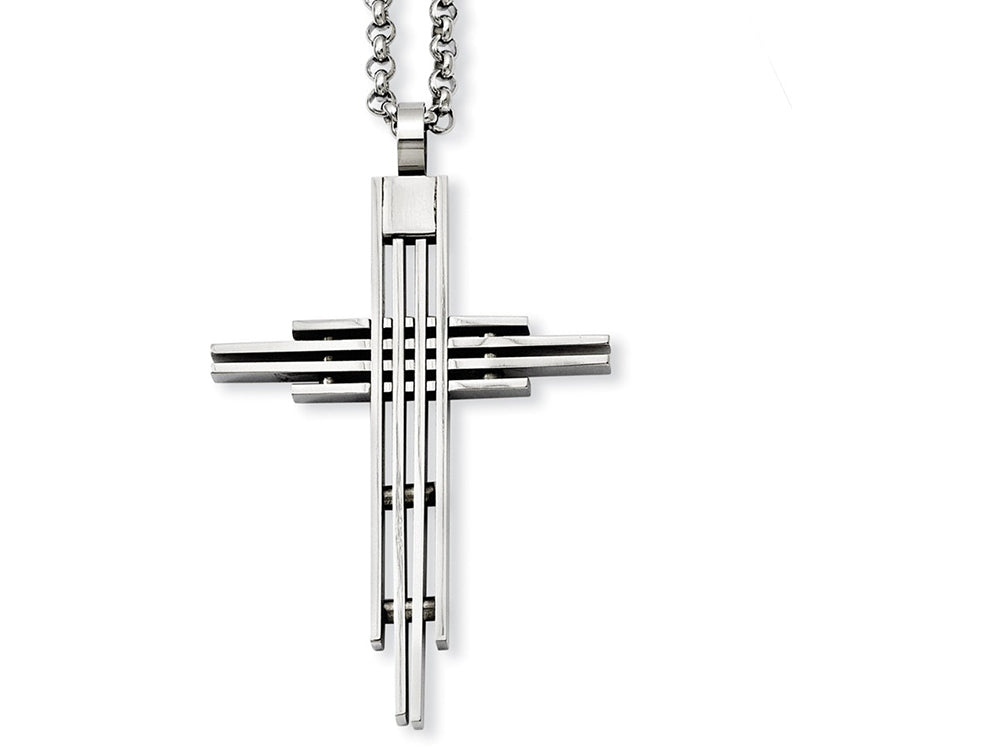 Chisel Stainless Steel Brushed Cross Pendant Necklace