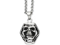 Chisel Stainless Steel Antiqued Skull Pendant 24in Necklace