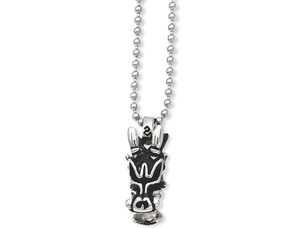 Chisel Stainless Steel Antiqued Dragon Head Pendant Necklace