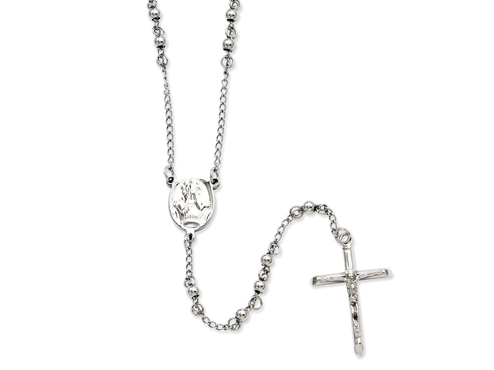 Chisel Stainless Steel 4mm Bead Rosary Necklace