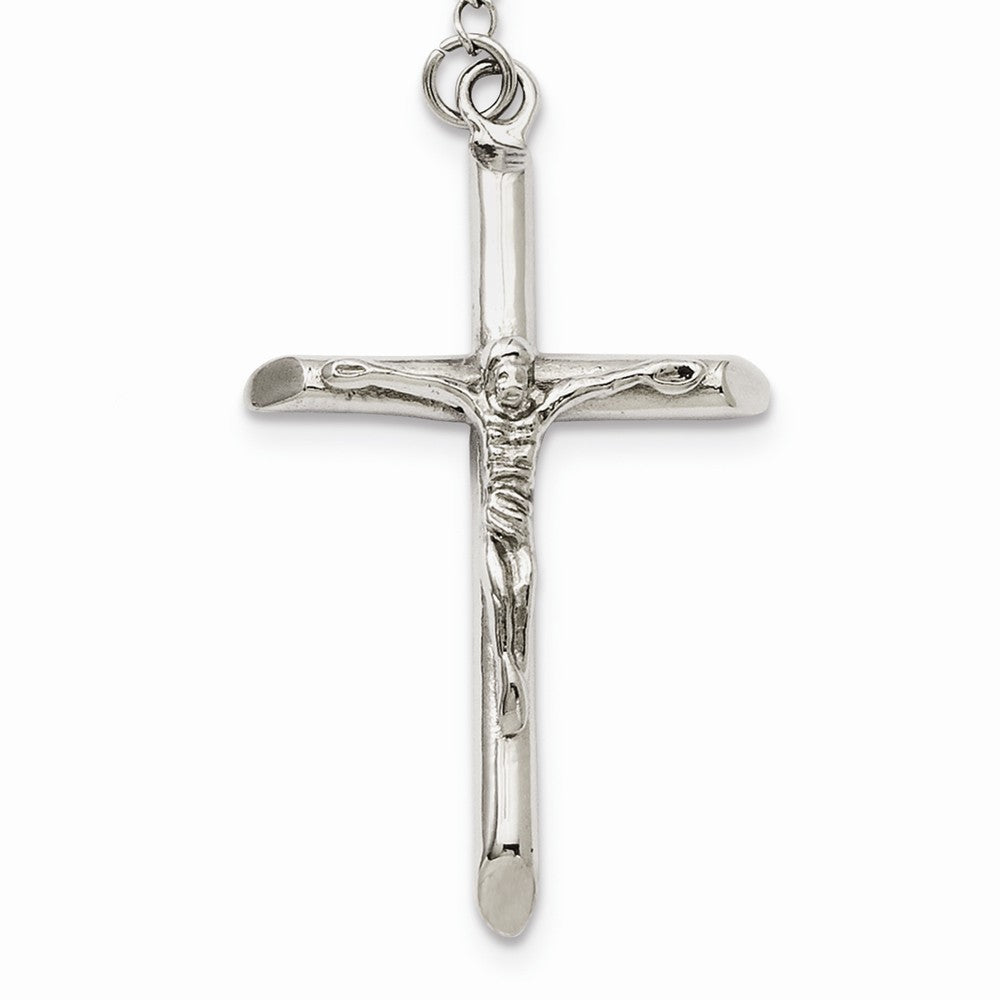 Chisel Stainless Steel 8mm Bead Rosary Necklace