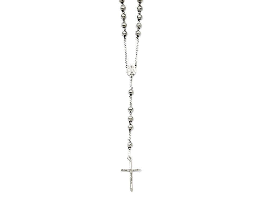 Chisel Stainless Steel 8mm Bead Rosary Necklace