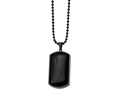 Chisel Stainless Steel Ip Black-plated and Black Agate Dog Tag Necklace