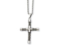 Chisel Stainless Steel Polished and Wire Cross Pendant Necklace