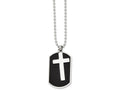 Chisel Stainless Steel Black-plated Dog Tag and Polished Cross Necklace