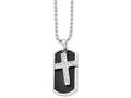 Chisel Stainless Steel Carbon Fiber Cross and  Dog Tag Necklace