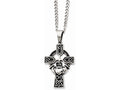 Chisel Stainless Steel Antiqued Claddagh Pendant Necklace